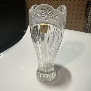 Vintage Oneida "Southern Garden" Crystal 8"‎ Bud Vase~Germany~Frosted Glass Top